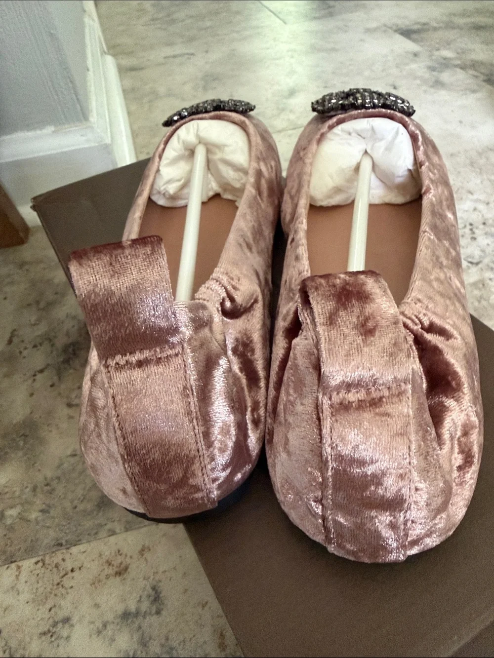 Linea Paolo Minax mulberry Velvet Embellished Ballet Flat - size 9.5